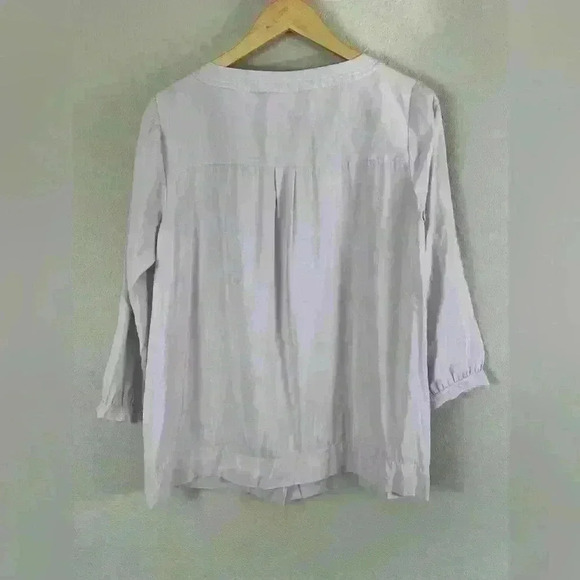 J Jill Pale Orchid Square-Neck Button Down 3/4 Sleeve Pleated Blouse S Tall - Picture 9 of 15